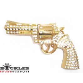 Rhinestone Pistol Gun Revolver Belt Buckle