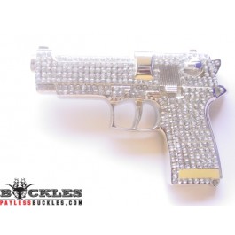 Rhinestone Pistol Gun Belt Buckle