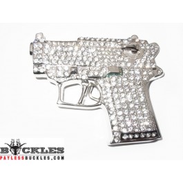 Rhinestone Pistol Gun Belt Buckle