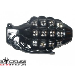 Rhinestone Grenade Belt Buckle
