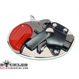Derringer Gun Butane Lighter Belt Buckle