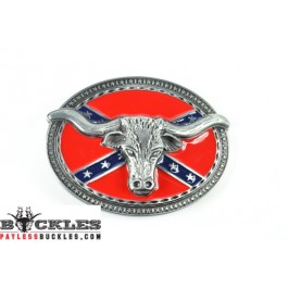 Confederate Flag Longhorn Belt Buckles