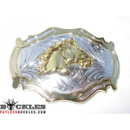 Two Tone Horse Western Belt Buckle