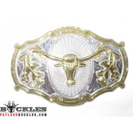 Western Longhorn Belt Buckle