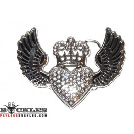 Rhinestone Heart Women Belt Buckle
