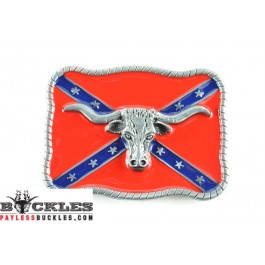 Confederate Rebel Belt Buckle with Longhorn