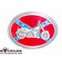 Motorcycle Biker Confederation Flag Belt Buckle