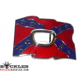 Bottle Opener Confederate Flag Belt Buckle