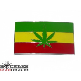 Pot Weed Marijuana Rasta Flag Belt Buckle