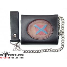 Leather Chain Wallet Confederate Flag