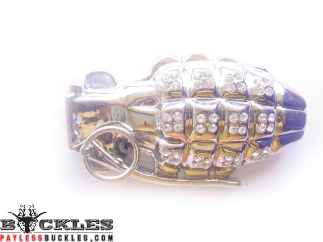Rhinestone Grenade Belt Buckle