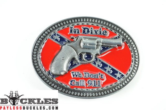 Gun Confederate Flag Dixie Belt Buckle