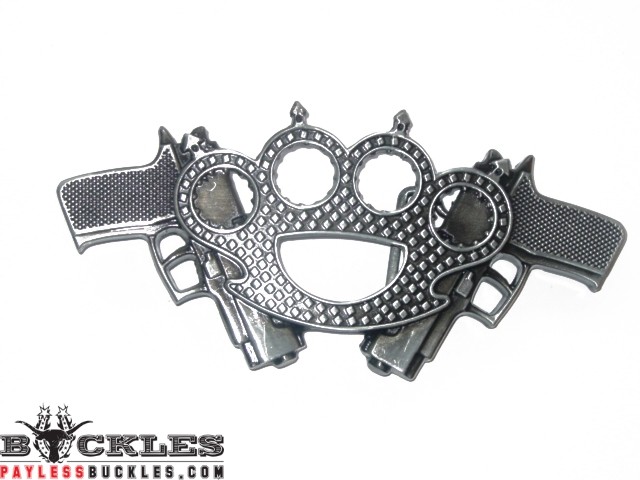 Crossed Gun Knuckle Belt Buckle
