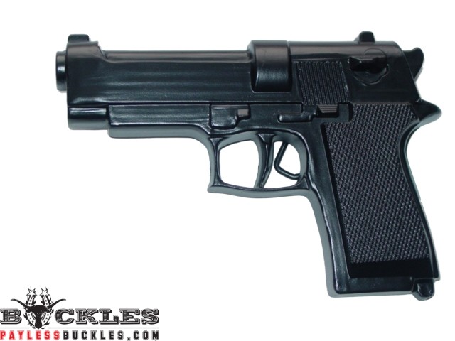 Black Revolver Gun Pistol Belt Buckle