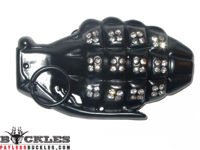Rhinestone Grenade Belt Buckle