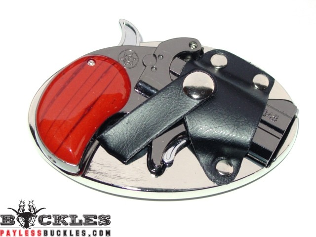 Derringer Gun Butane Lighter Belt Buckle
