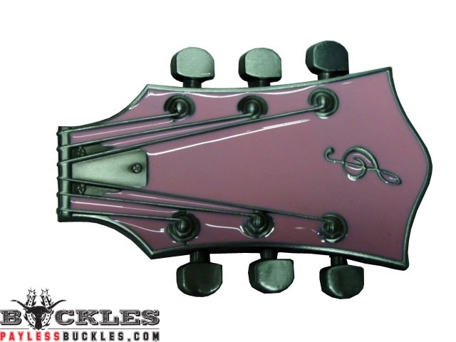Pink Music Guitar Belt Buckle