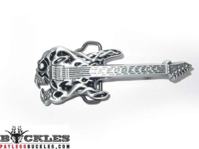 Skull Guitar Belt Buckle