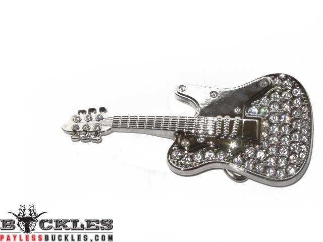 Rhinestone Music Guitar Belt Buckle