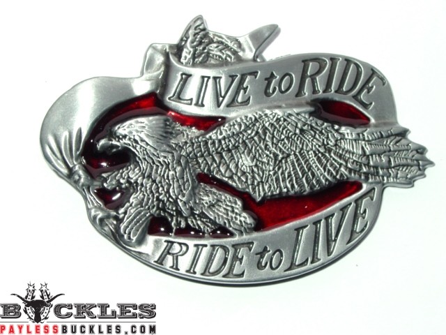 Live to Ride Motorcycle Biker Eagle Belt Buckle