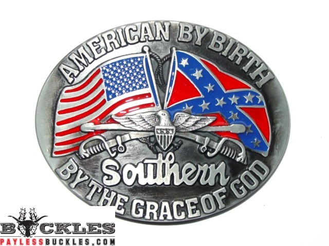 Confederate USA American Flag Southern Belt Buckle