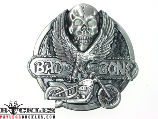 Bad To The Bone Biker Motorcycle Belt Buckle