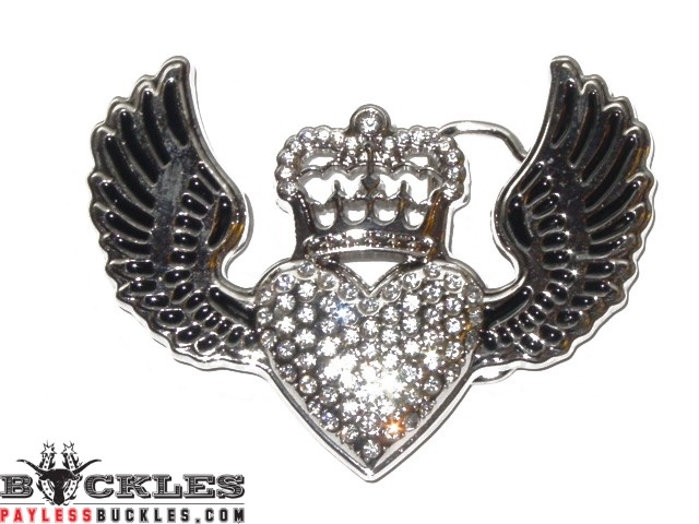 Rhinestone Heart Women Belt Buckle