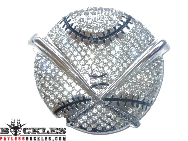 Rhinestone Baseball Belt Buckle