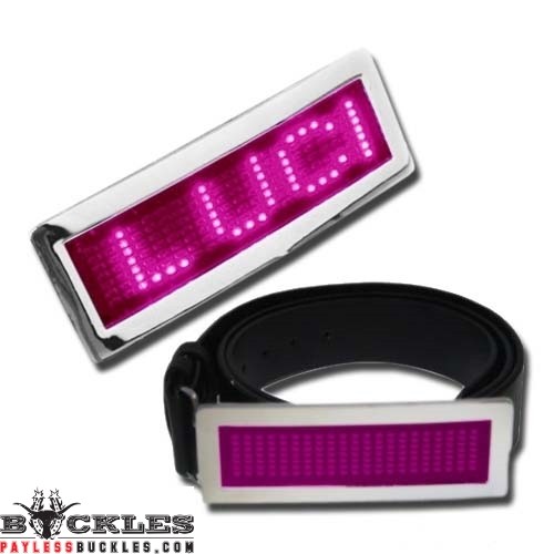 Pink Scrolling LED Belt Buckle
