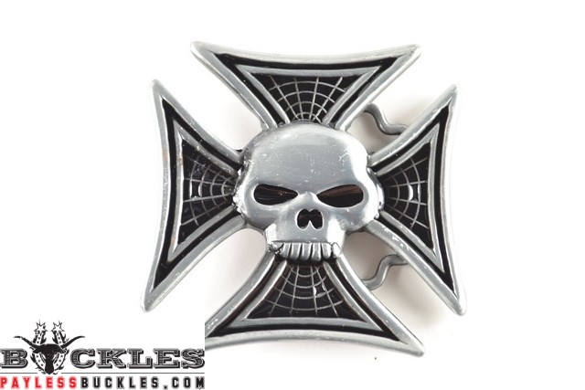 Skull Iron Cross Belt Buckle