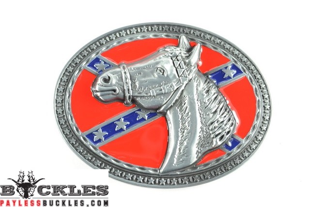 Horse Rebel Confederate Belt Buckle