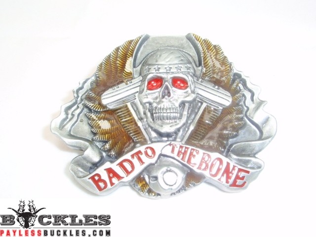 Bad To The Bone Biker Motorcycle Belt Buckle