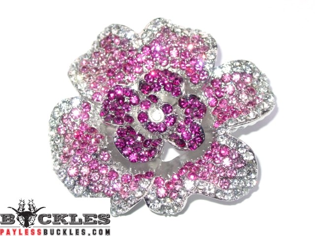 Women Rhinestone flower Belt Buckle