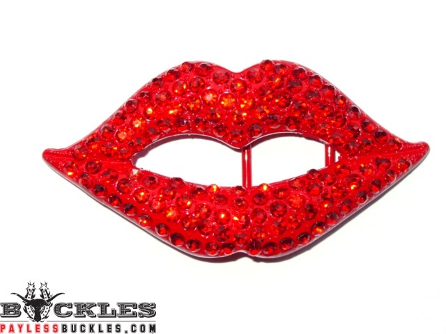 Rhinestone Lips Belt Buckle