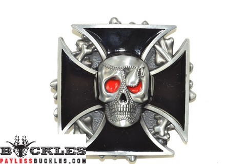 Skull on Iron Cross Belt Buckle