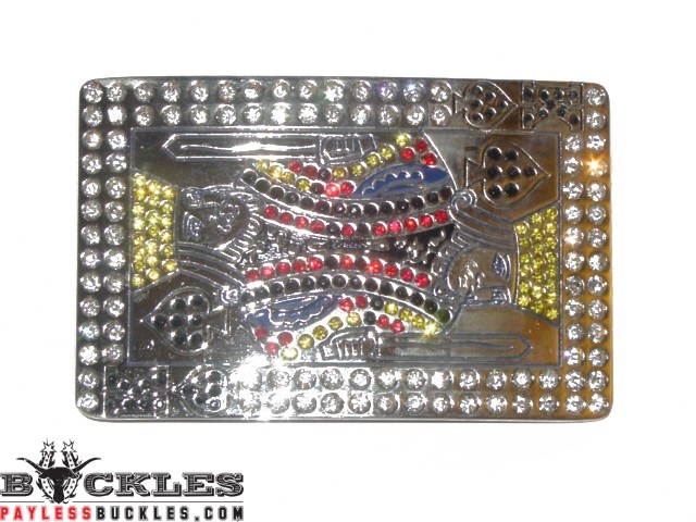 Rhinestone King of Spade Card Belt Buckle