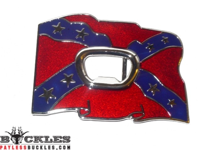 Bottle Opener Confederate Flag Belt Buckle