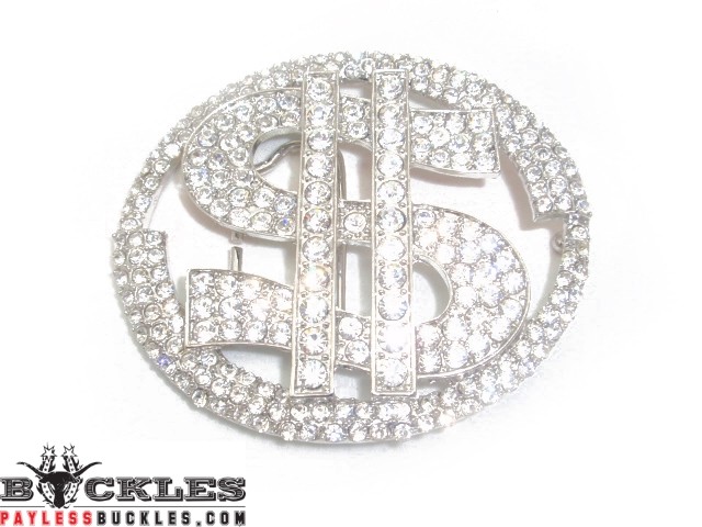 Rhinestone Dollar Belt Buckle
