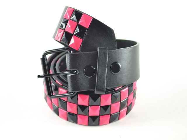 Black / Pink Stud Studded Belt
