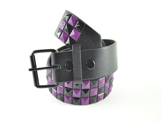 Black / Purple Stud Studded Belt