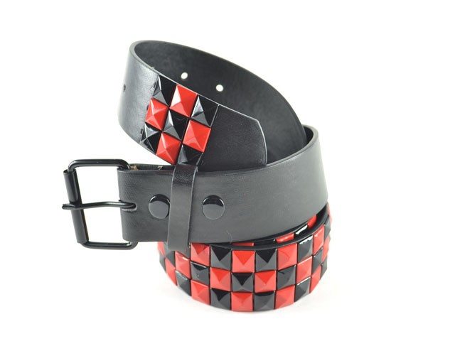 Black / Red Stud Studded Belt