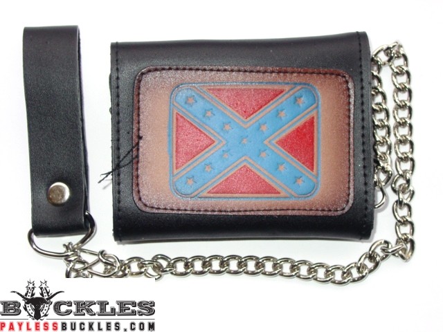 Confederate Flag Leather Chain Wallet