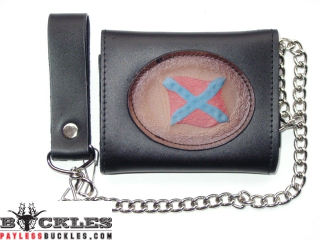 Leather Chain Wallet Confederate Flag