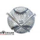 Rhinestone Baseball Belt Buckle