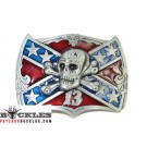 Skull Confederate Flag Belt Buckle